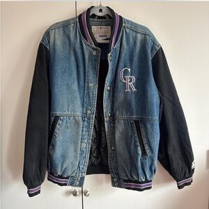 STARTER Blue and Black Varsity Bomber Jacket